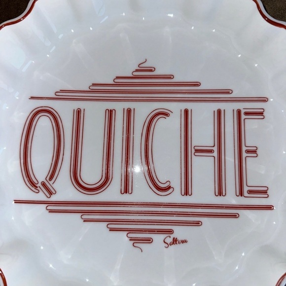 Saltera *Vintage* 1977 Himark Gourmet Kitchen Ceramic Quiche Dish, Red and White - Picture 3 of 10